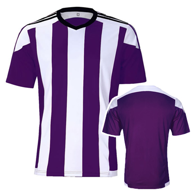 ストライプユニフォーム 紫 白 サッカー オリジナルプリント オリジナルtシャツのアラボー